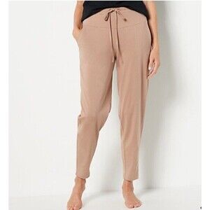 AnyBody Cozy Knit Luxe Jersey Tapered Utility Pant Almond (Tan) Large